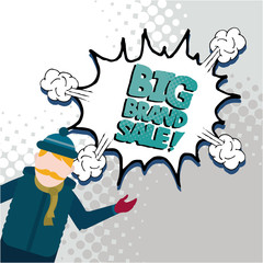 big winter sale illustration  over color background
