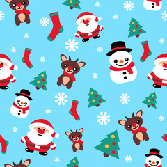 pattern seamless texture with a snowman Christmas reindeer and S
