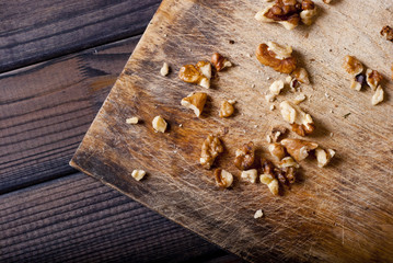 walnuts on wooden background