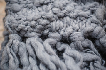 gray knitted scarf close-up