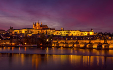 Fototapeta na wymiar The city of Prague during sunset.