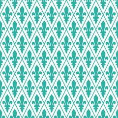 Seamless mint and white medieval diamond pattern vector