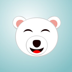 Icono plano oso polar sonriente