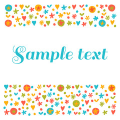 Empty blank with funny colored design elements. Cute vector back