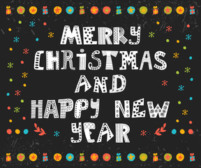 Merry Christmas and Happy New Year. Card design perfect as invit