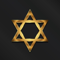 Golden David Star. Judaism symbol