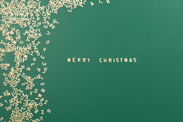 Merry Christmas background text made of pasta