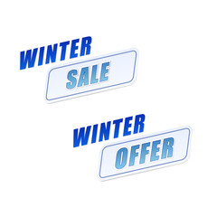 winter sale and offer in flat design labels