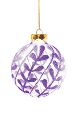 Christmas ball with decoration isolated on white