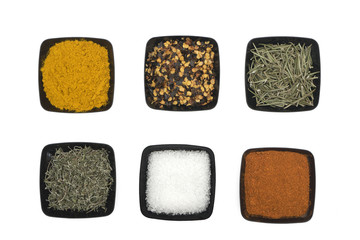 Different bowls of spices