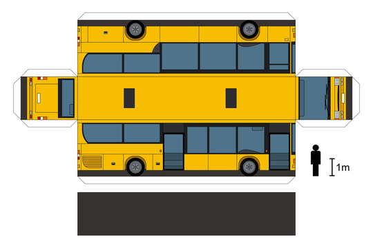 Paper model of a city bus, not a real type, vector illustration