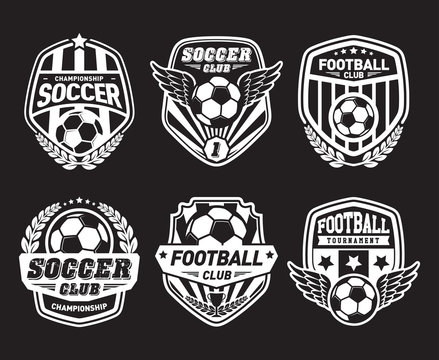 Set of Soccer Football Crests and Logo Emblem Designs. Football Championship Emblem Design Elements