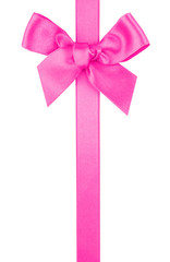 Pink ribbon bow isolated on white