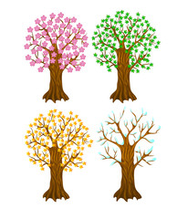  set of autumn,winter, summer and spring tree