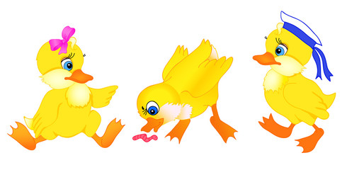 Naklejka premium set of little duck cartoon