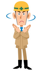 拒否する建築現場作業員