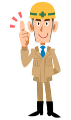 要点を説明する建築現場作業員