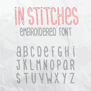 In Stitches Embroidered Font