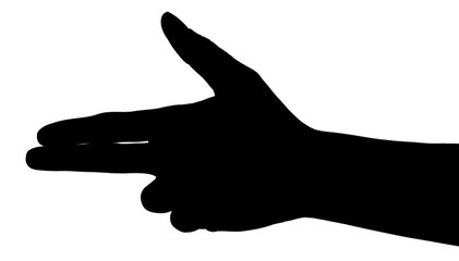 Silhouettes of hand, isolated on white