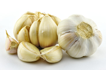 Garlic on white background