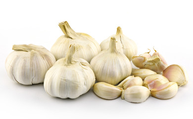 Garlic on white background