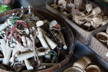 Pile Of  Wooden Slingshots In The Basket