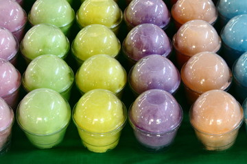 Colorful Cotton Candy In Clear Plastic Cup 
