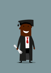 Happy man in graduation gown with diploma