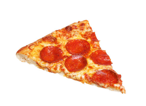 Slice of fresh italian classic original Pepperoni Pizza isolated