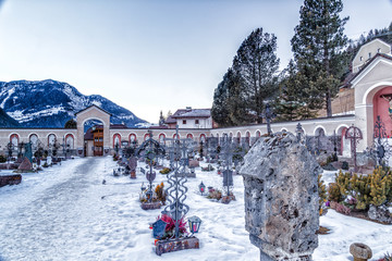 Catholic cemetery on high mountains