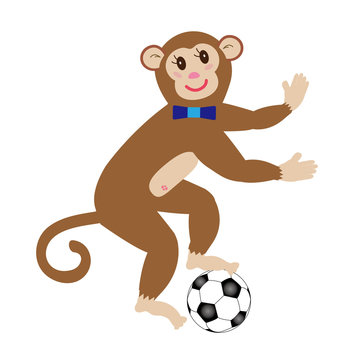サッカーボールと猿のクリッピングアート