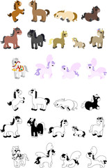 Cute icons of various horses
