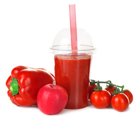 Fresh vegetable juice isolated on white