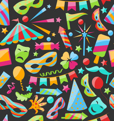 Carnival Seamless Texture with Colorful Cirsus Objects