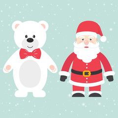 winter bear and santa claus