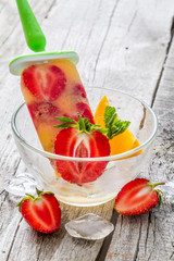 Strawberry and orange ice cream
