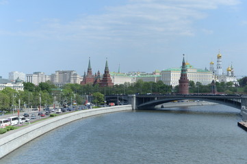View of the Kremlin, the Great Stone Bridge and the Moscow River 
