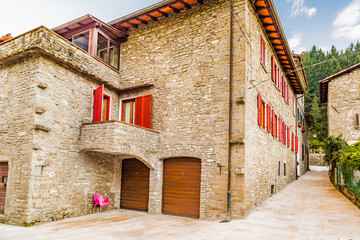 Alleys of mountain village in Tuscany
