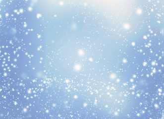 Abstract glittering stars on bokeh background.   Festive blue an