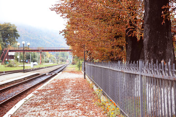 Railway station in Carpathian mountains