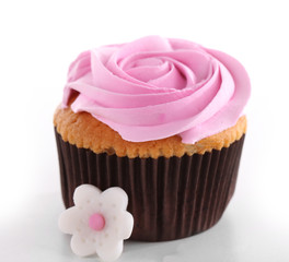 Tasty cupcake, isolated on white