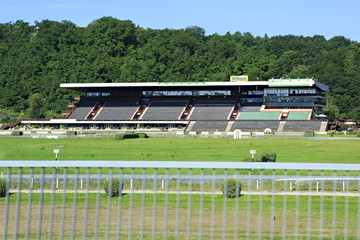 Stands on the racetrack in suburbs Prague.