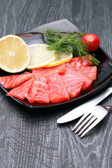 Sliced Salmon On Plate