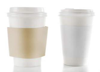 Paper cup of coffee isolated on white