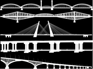 five long bridges collection isolated on black
