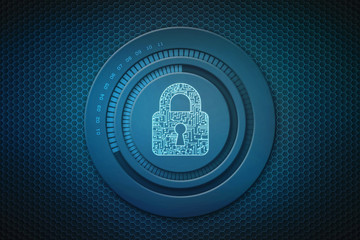 2d illustration Safety concept: Closed Padlock on digital background
