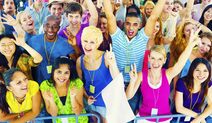 Crowd Learning Celebrating Casual Diverse Ethnic Concept