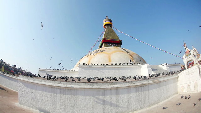 Bodhnath stupa with prayer flags