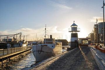 Ship in Oslo port in witner, Norway
