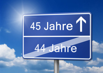 Obraz premium 45 Jahre 45ster Geburtstag Schild